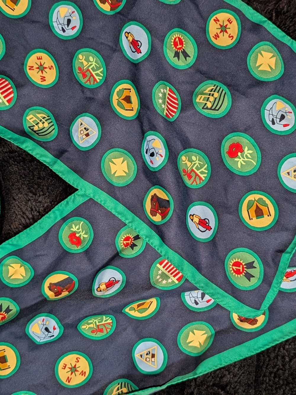 Girl Scout - Silk Patch Print Scarf with Green Trim